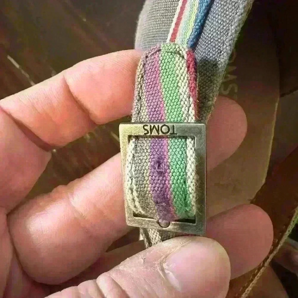 Toms Espadrille Wedge Heel Sandal. Multicolor Strap. Womens Size 9.5 - Picture 6 of 9